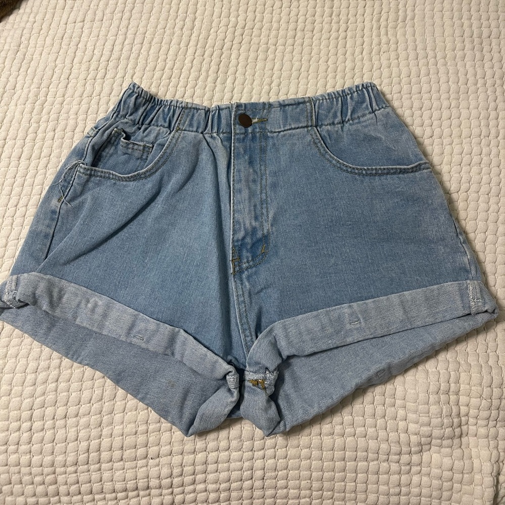 high waisted denim shorts